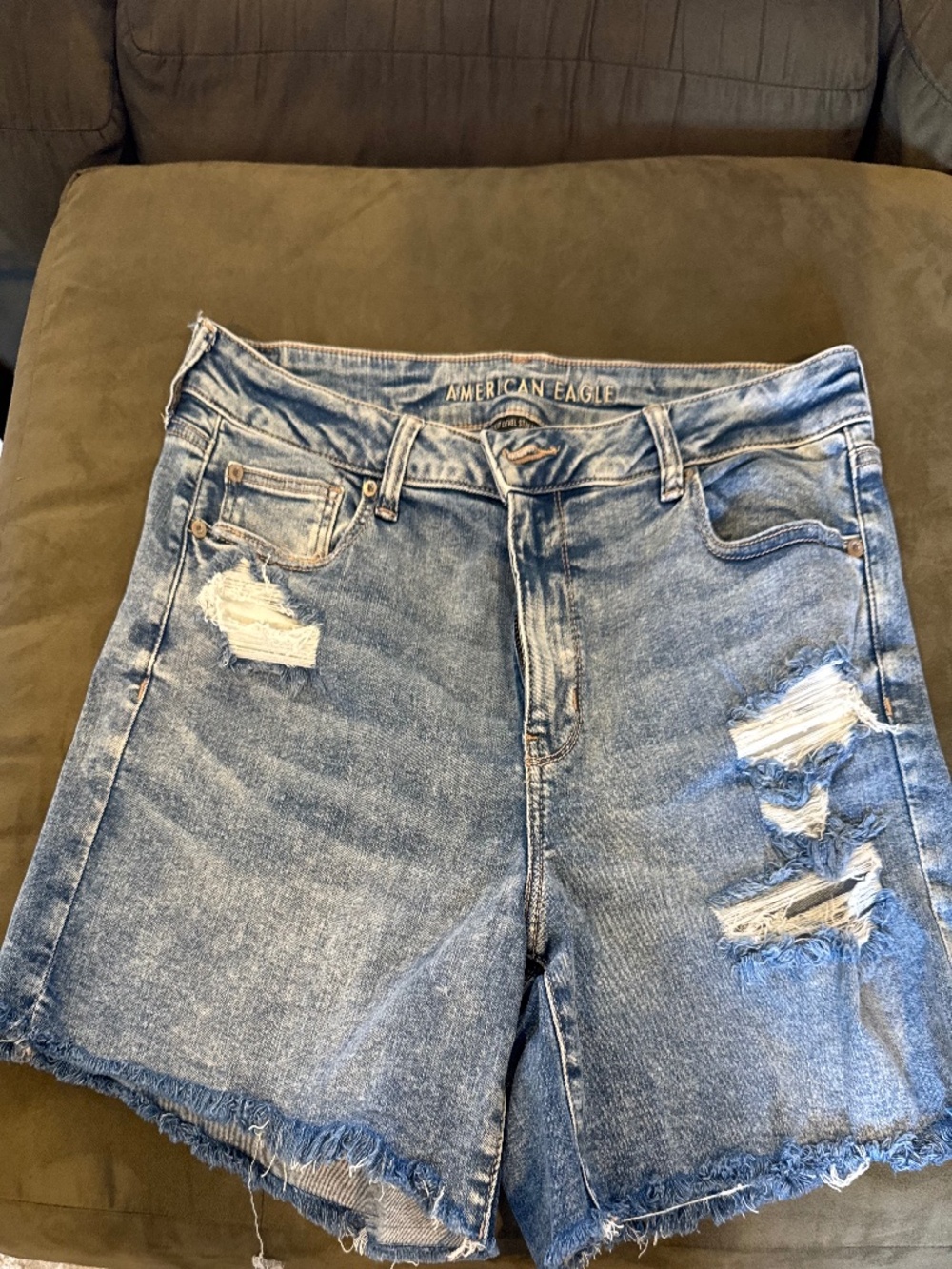 American Eagle Light Wash Midi Jean Shorts